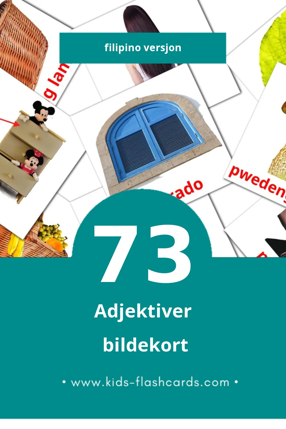 Visuelle Salitang pangdiwa bildekort for småbarn (73 kort på Filipino)