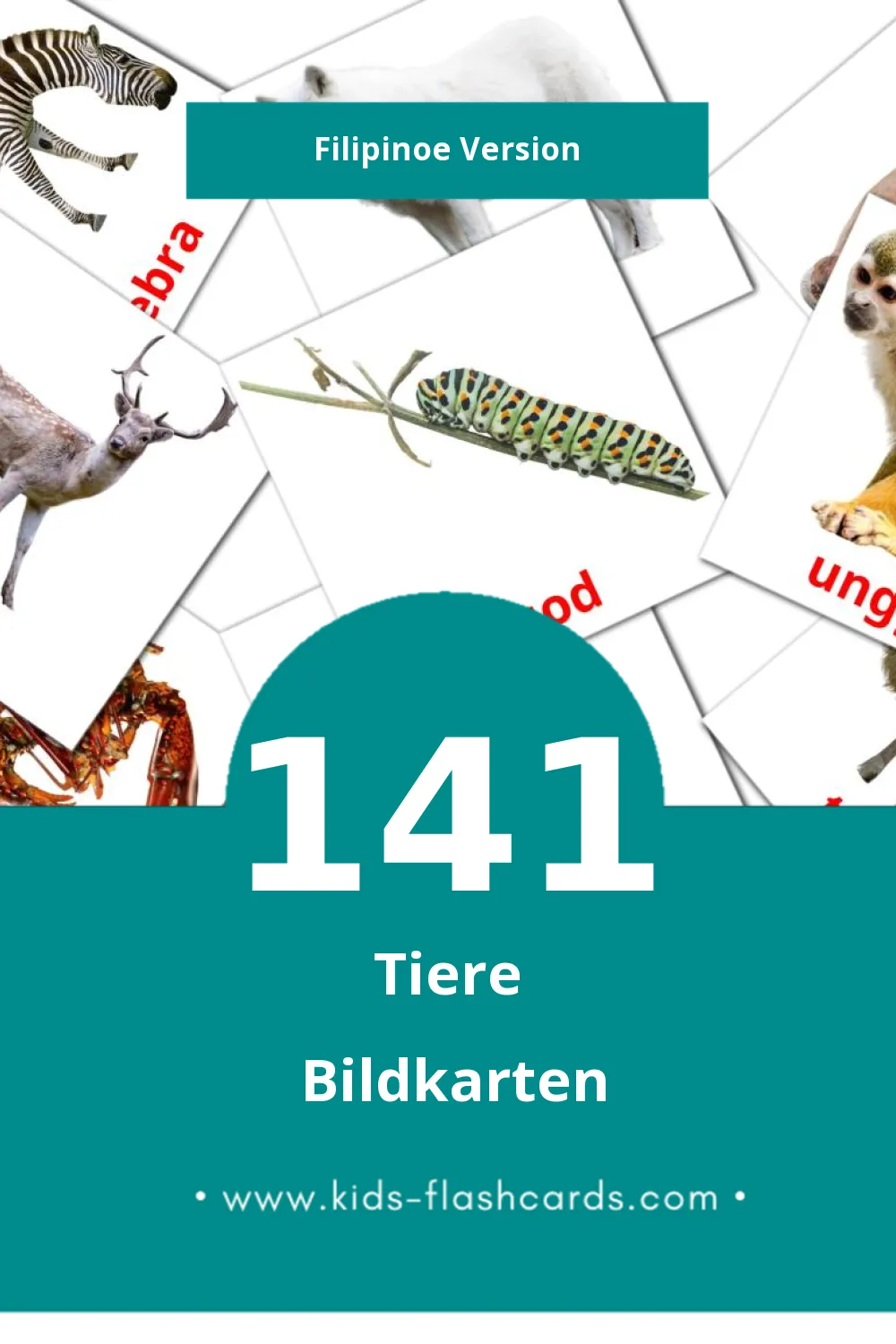 Visual Hayop Flashcards für Kleinkinder (141 Karten in Filipino)