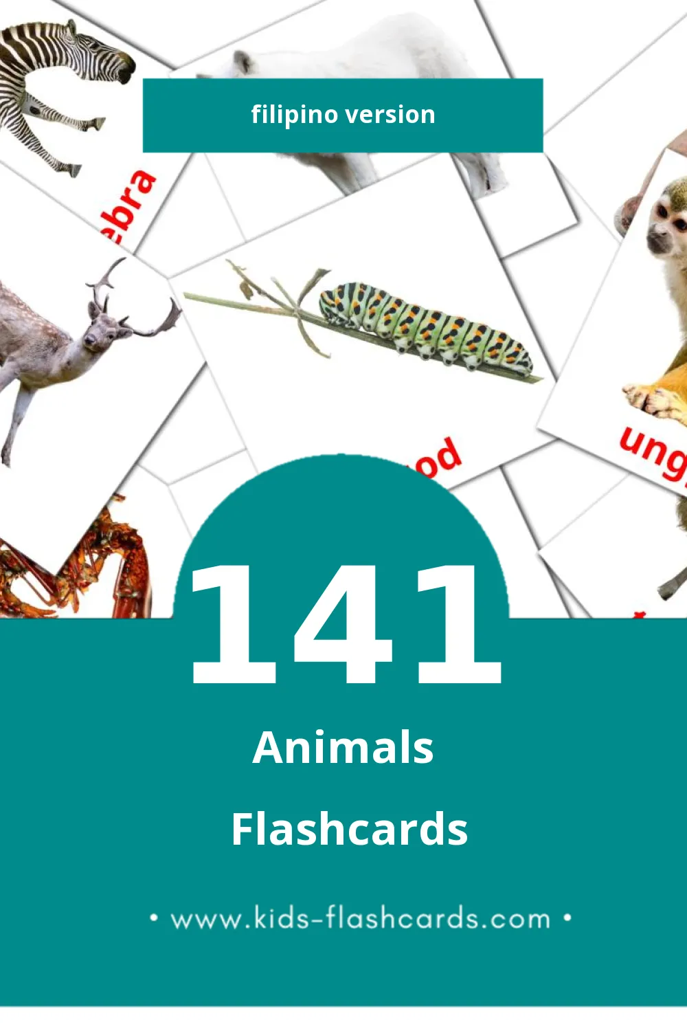 Visual Hayop Flashcards for Toddlers (141 cards in Filipino)