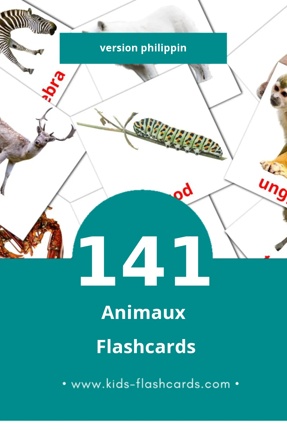 Flashcards Visual Hayop pour les tout-petits (141 cartes en Philippin)