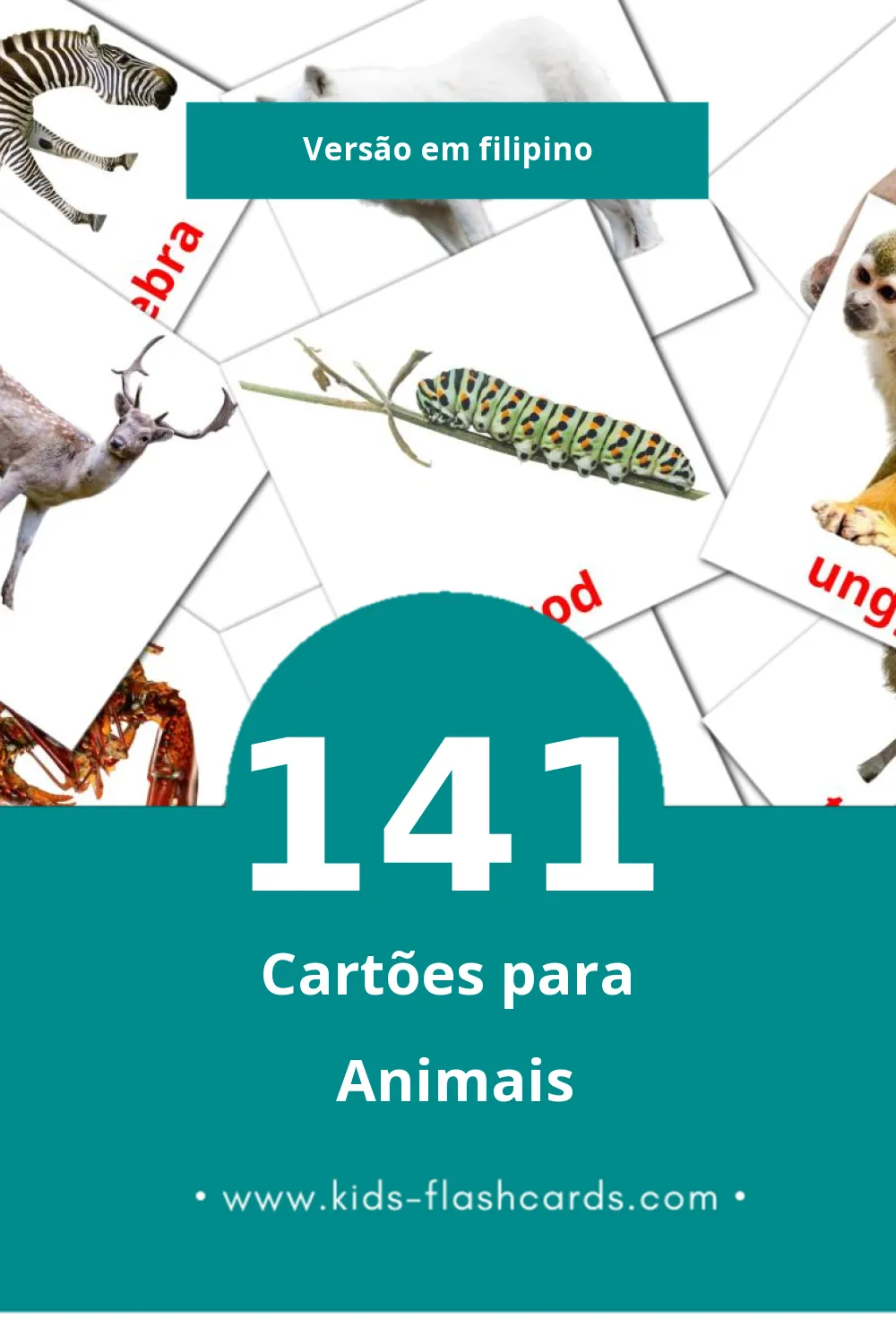 Flashcards de Hayop Visuais para Toddlers (141 cartões em Filipino)