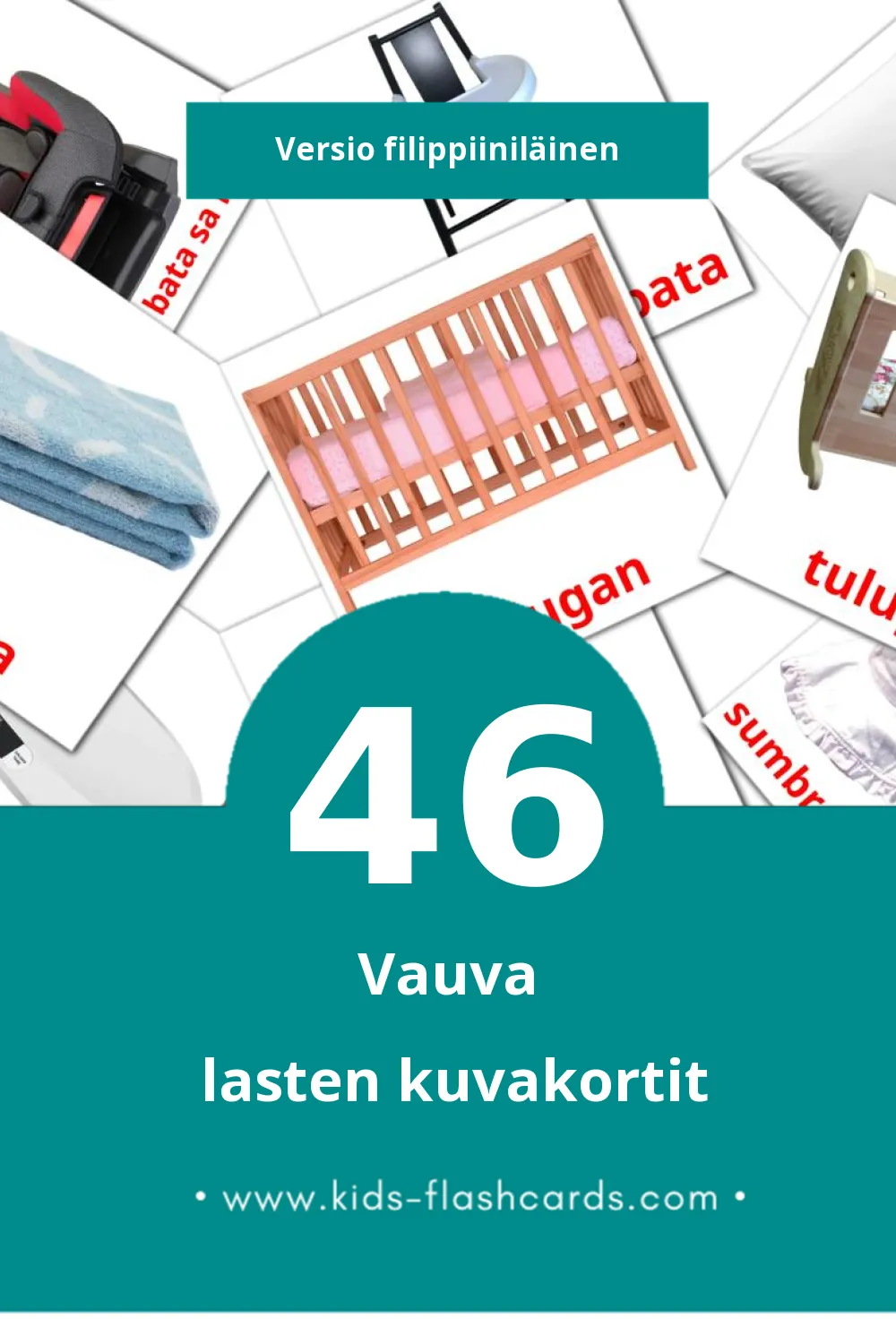 Sanggol lasten kuvakortit pikkulapsille (46 korttia Filippiiniläiseksi)