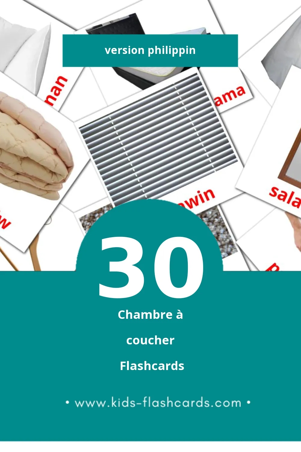 Flashcards Visual Silid-tulugan pour les tout-petits (30 cartes en Philippin)