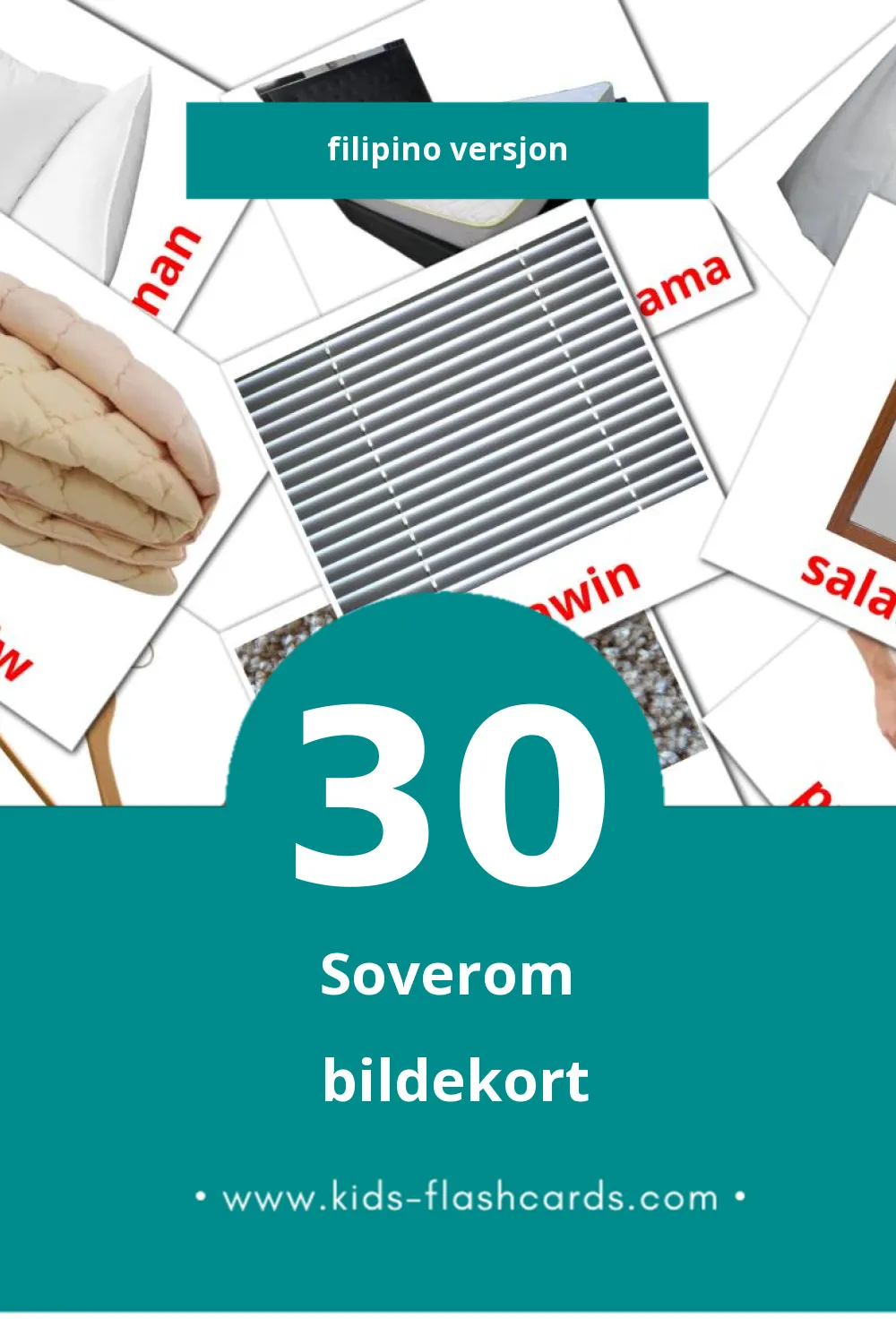 Visuelle Silid-tulugan bildekort for småbarn (30 kort på Filipino)
