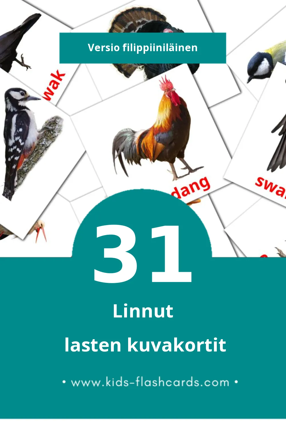 Ibon lasten kuvakortit pikkulapsille (31 korttia Filippiiniläiseksi)