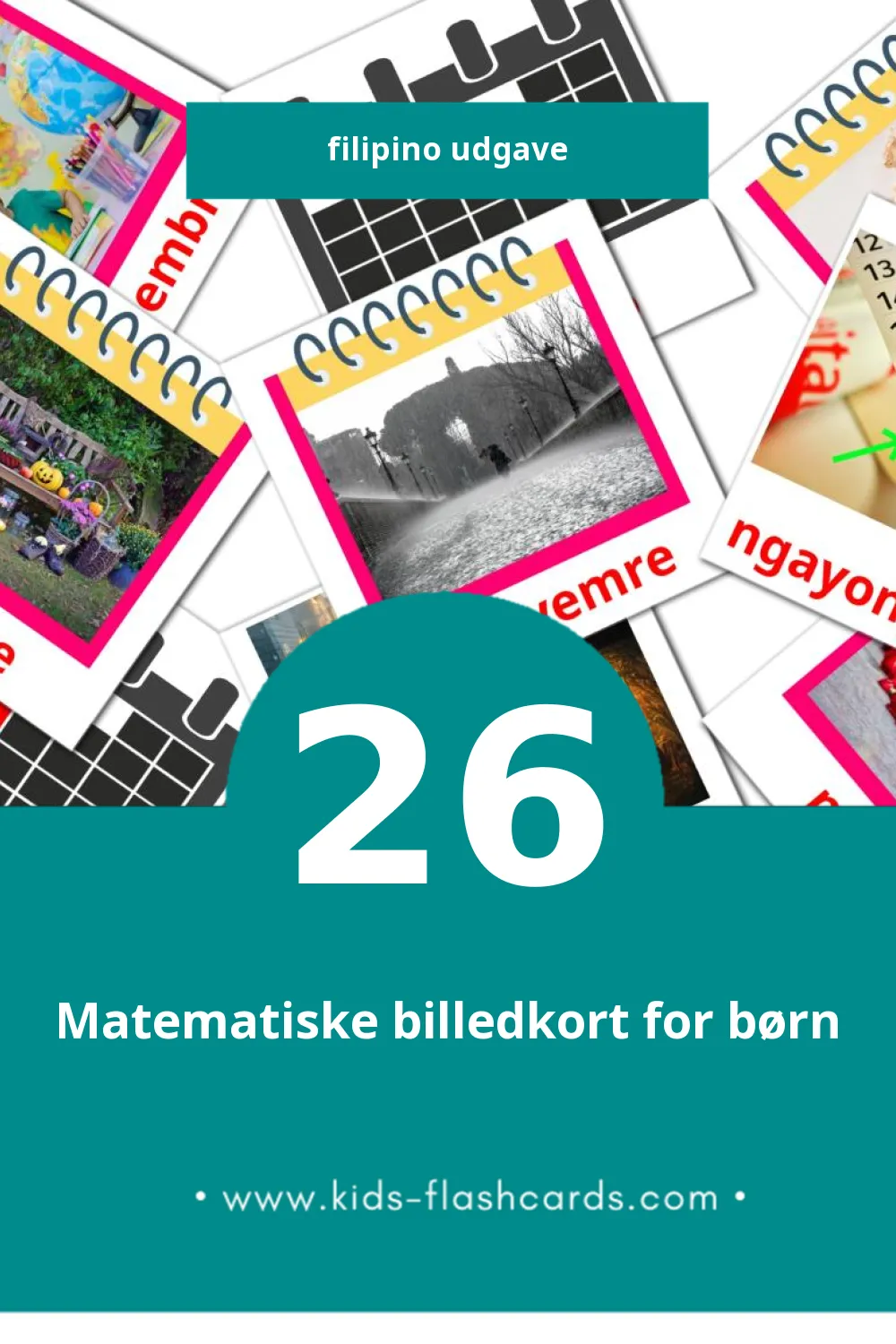 Visuelle billedkort for børn om Kalendaryo til småbørn (26 kort på Filipino)