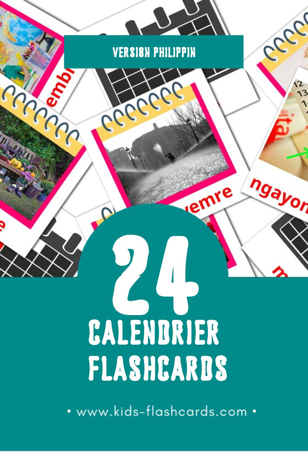 Flashcards Visual Kalendaryo pour les tout-petits (24 cartes en Philippin)