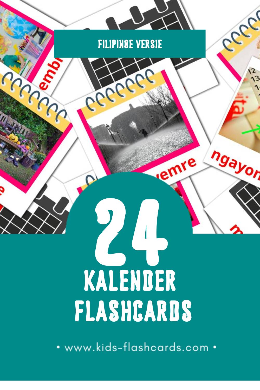 Visuele Kalendaryo Flashcards voor Kleuters (24 kaarten in het Filipino)