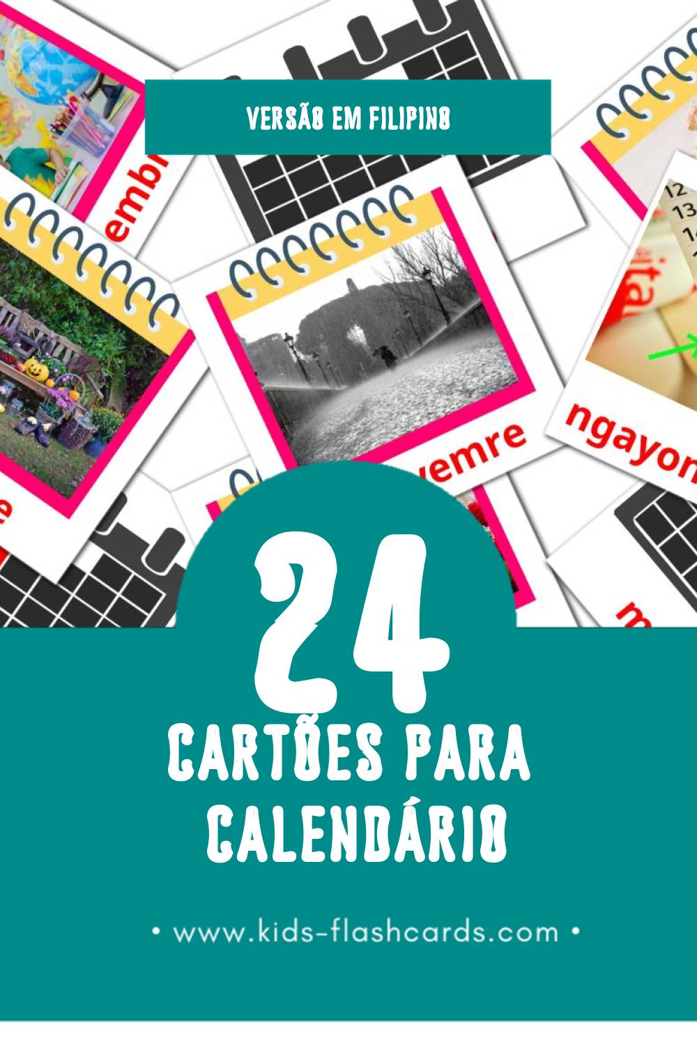 Flashcards de Kalendaryo Visuais para Toddlers (24 cartões em Filipino)