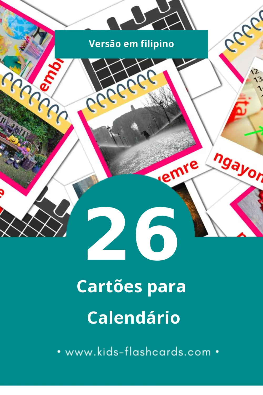 Flashcards de Kalendaryo Visuais para Toddlers (26 cartões em Filipino)