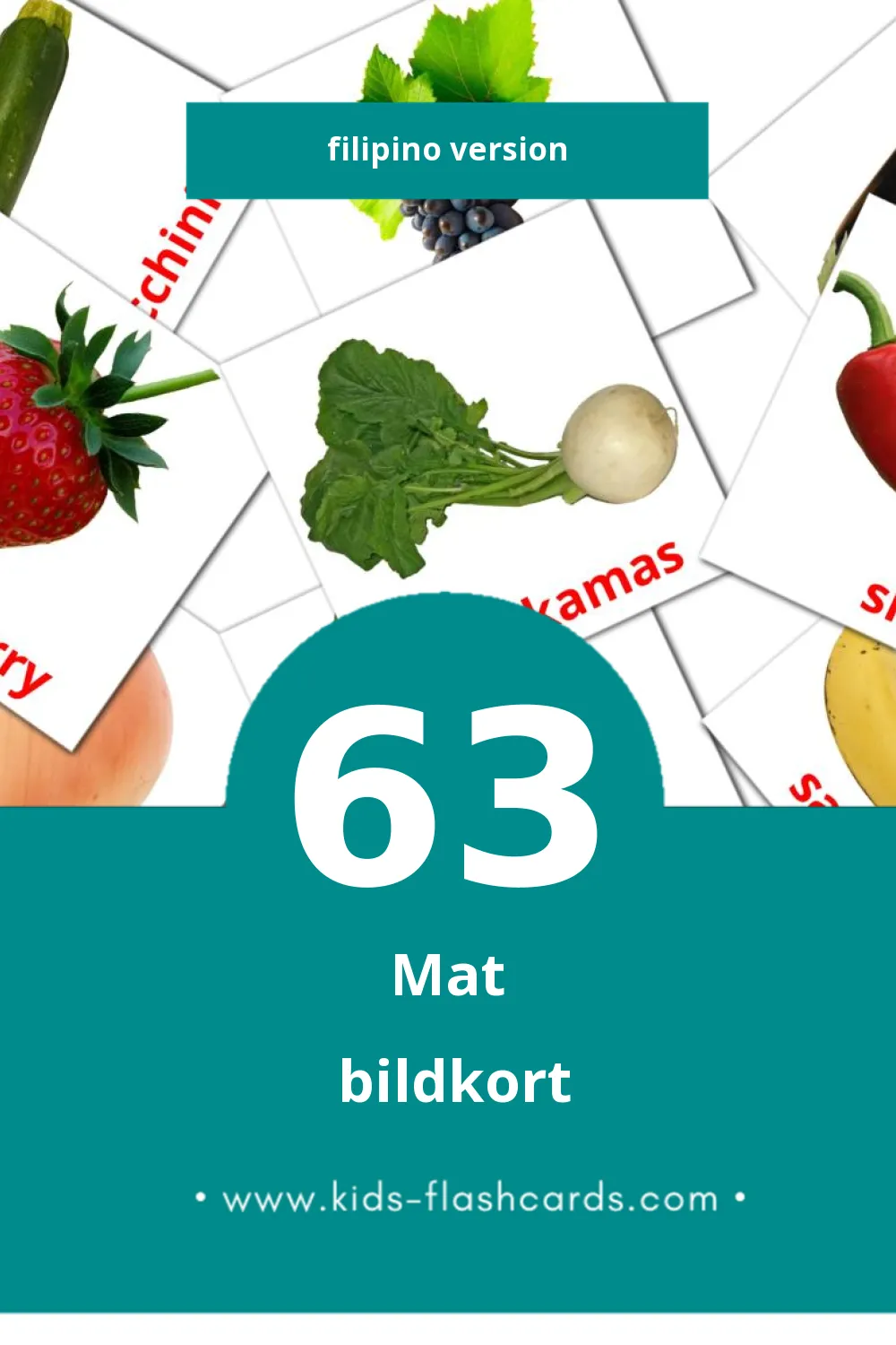 Visuella Pagkain för småbarn (63 bildkort för barn på Filipino)