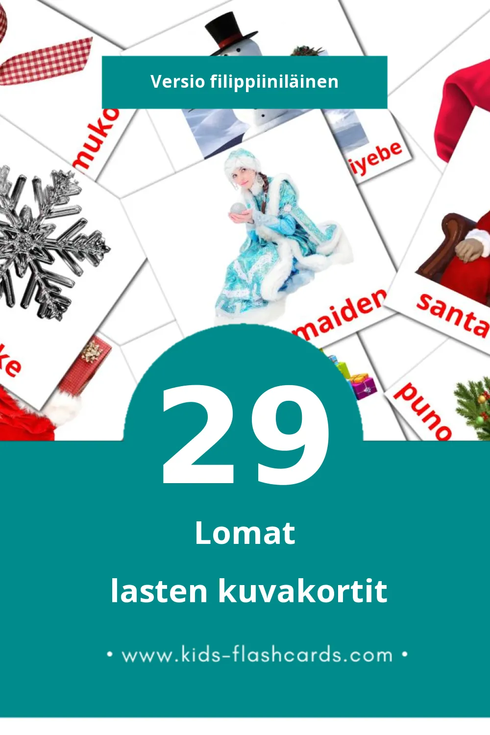 Piyesta Opisyal lasten kuvakortit pikkulapsille (29 korttia Filippiiniläiseksi)