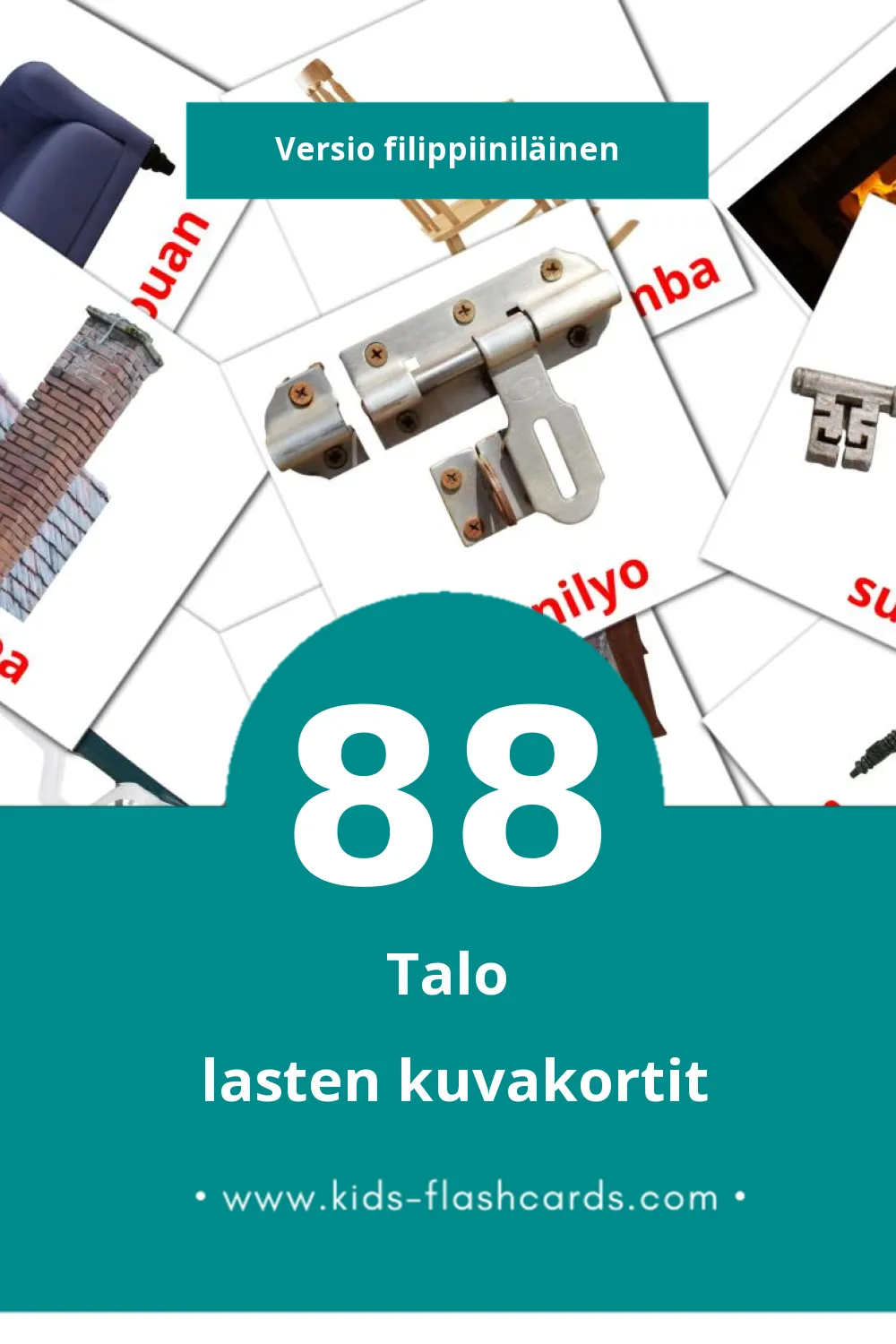 bahay lasten kuvakortit pikkulapsille (88 korttia Filippiiniläiseksi)
