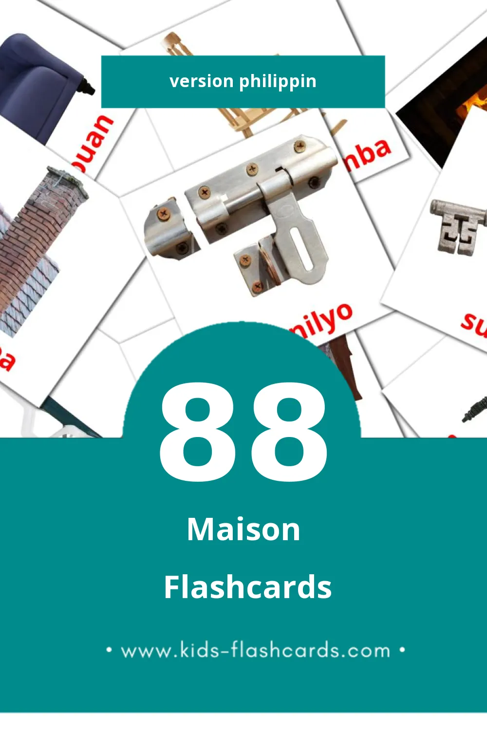 Flashcards Visual bahay pour les tout-petits (88 cartes en Philippin)