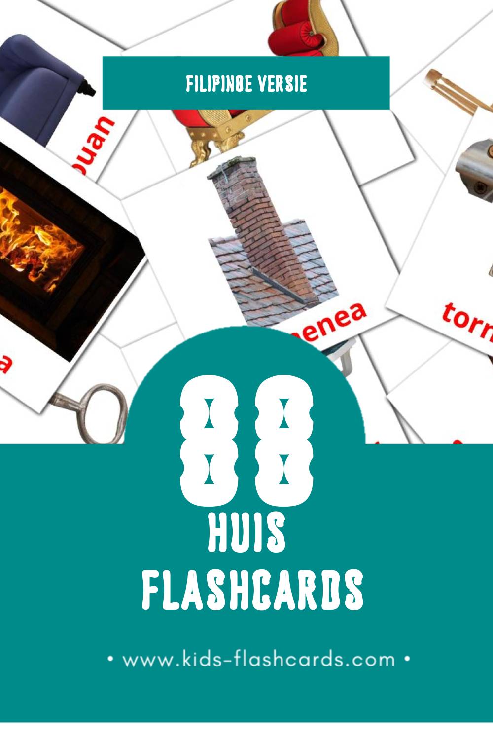 Visuele bahay Flashcards voor Kleuters (88 kaarten in het Filipino)