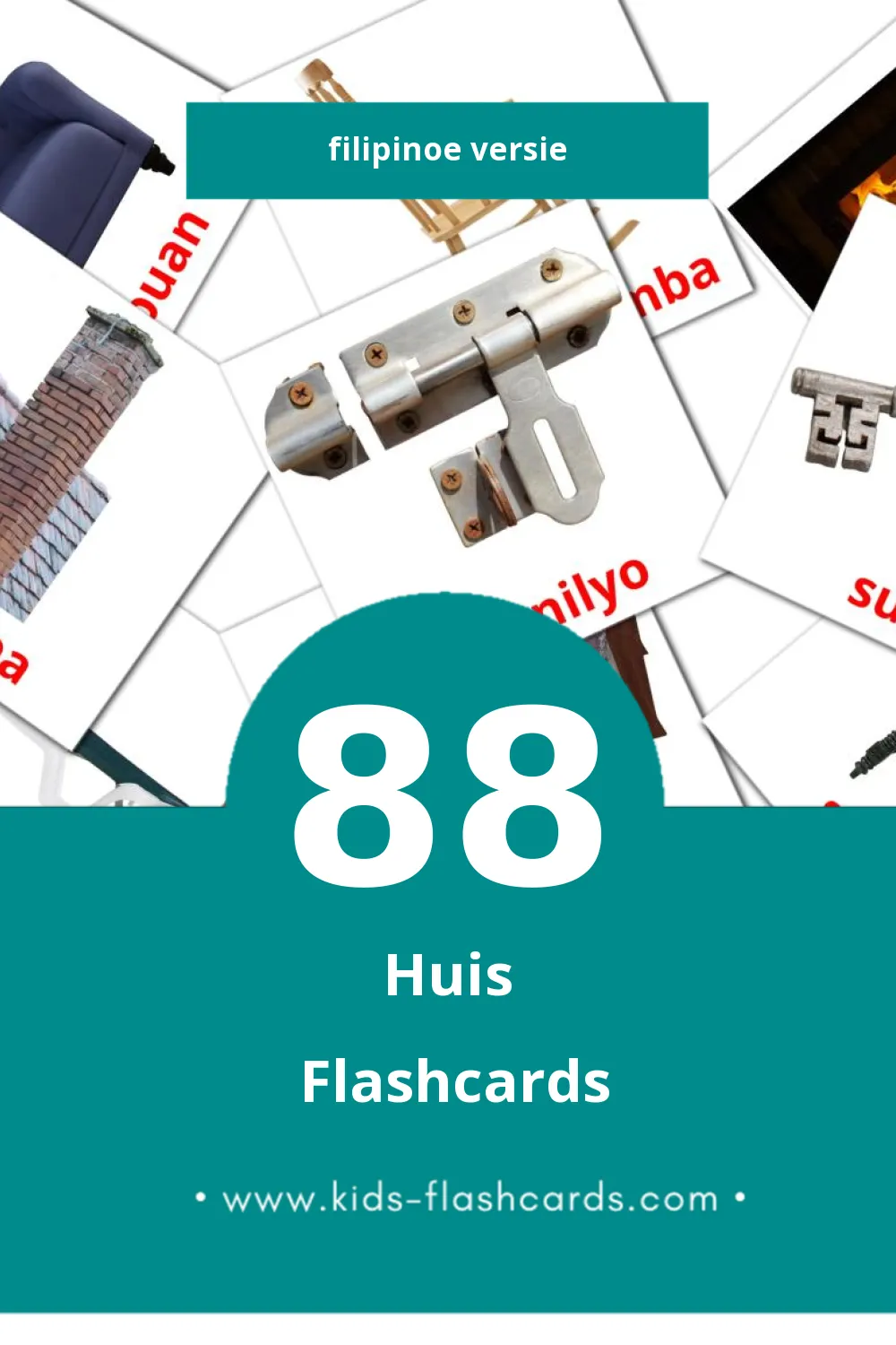 Visuele bahay Flashcards voor Kleuters (88 kaarten in het Filipino)