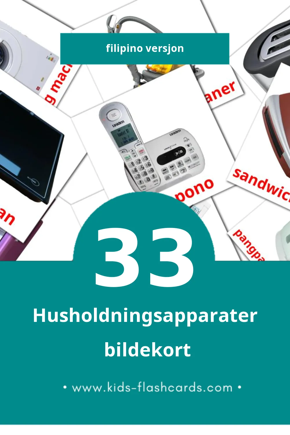 Visuelle Gamit sa bahay bildekort for småbarn (33 kort på Filipino)