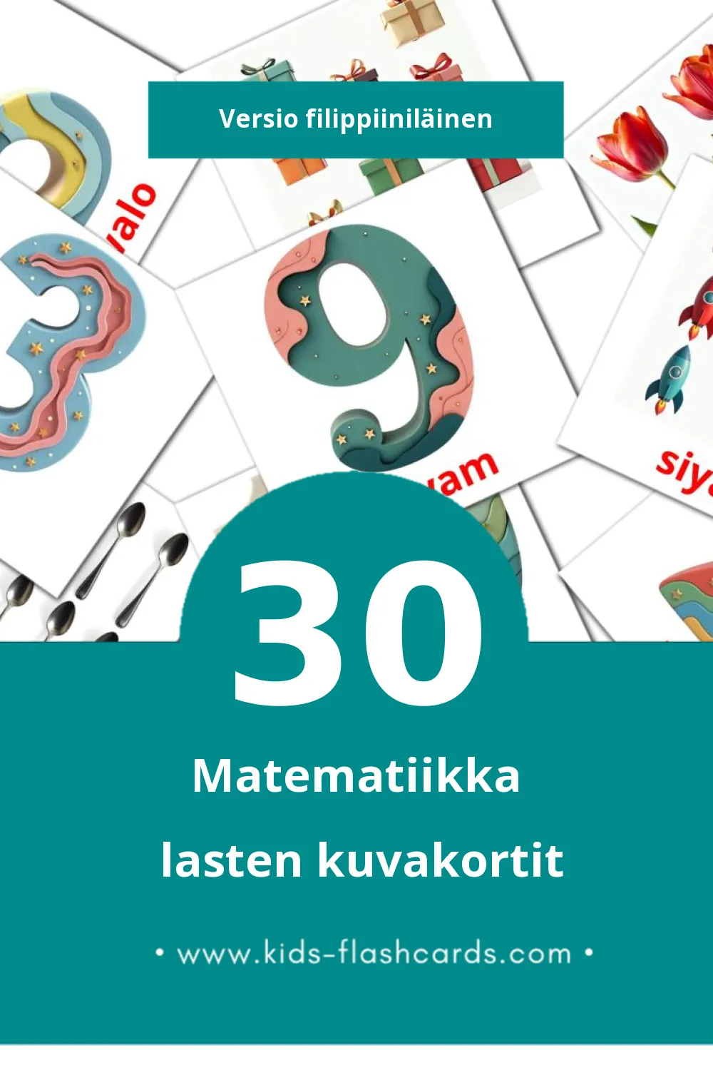 Ilonggo 1-10 lasten kuvakortit pikkulapsille (30 korttia Filippiiniläiseksi)