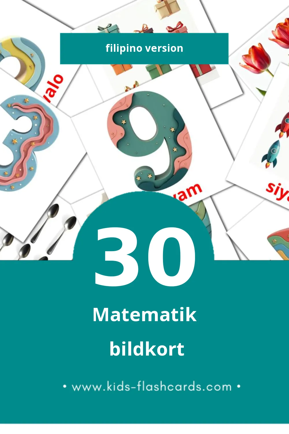 Visual Ilonggo 1-10 Bildkarten für Kleinkinder (30 Karten in Filipino)