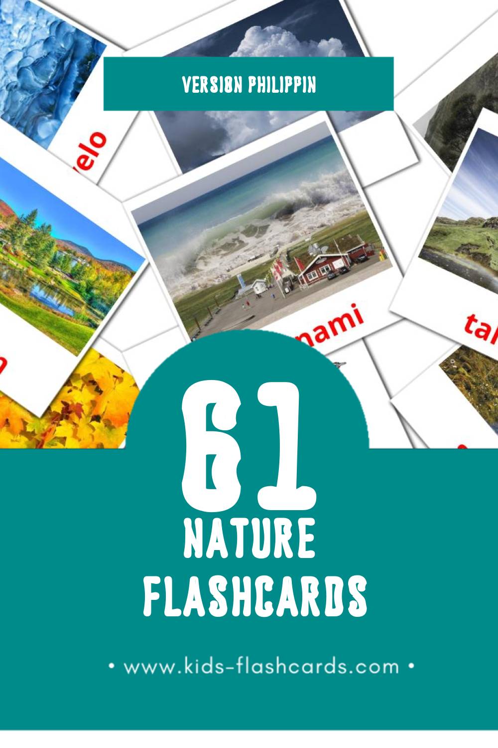 Flashcards Visual Kalikasan pour les tout-petits (61 cartes en Philippin)