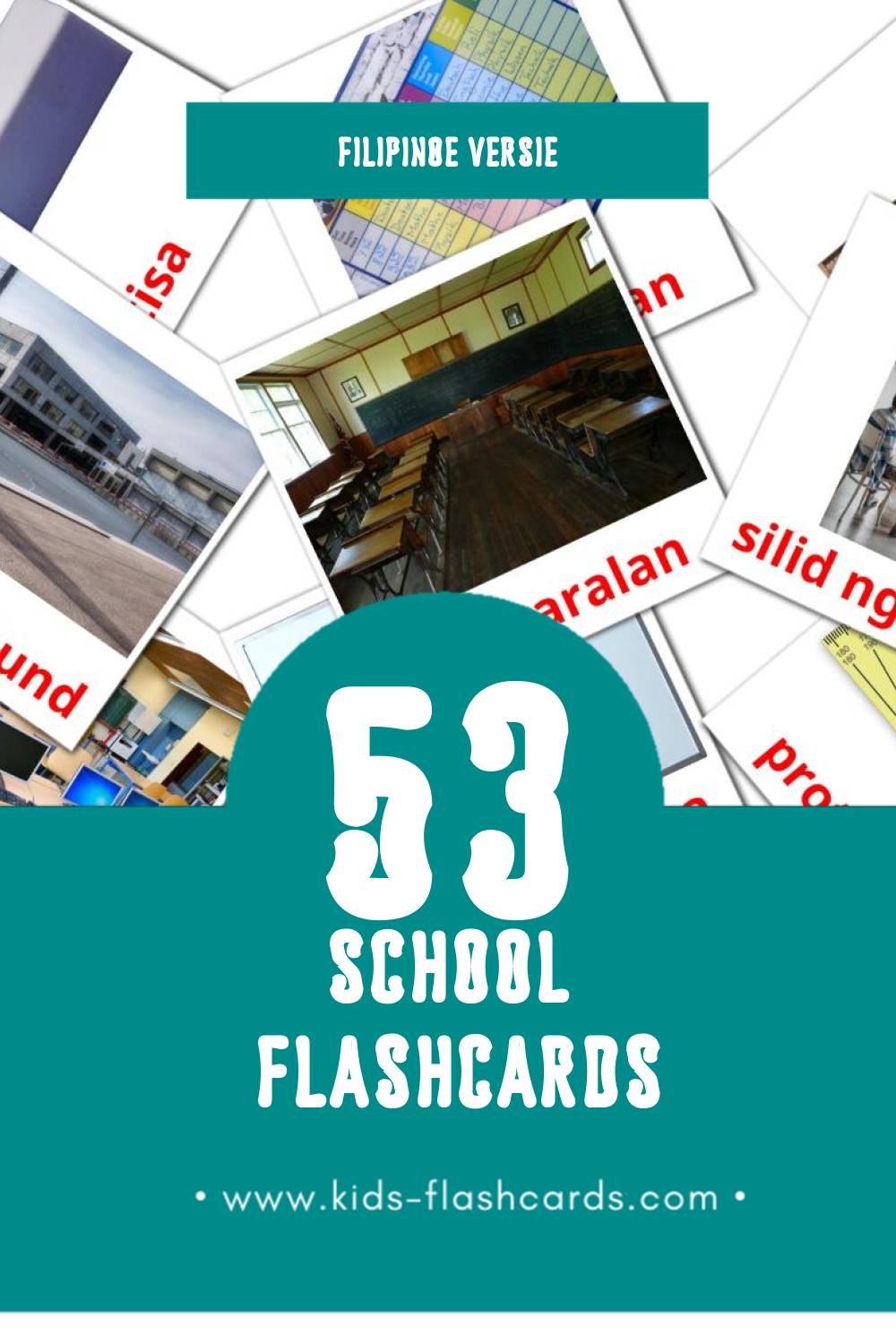Visuele Paaralan Flashcards voor Kleuters (53 kaarten in het Filipino)