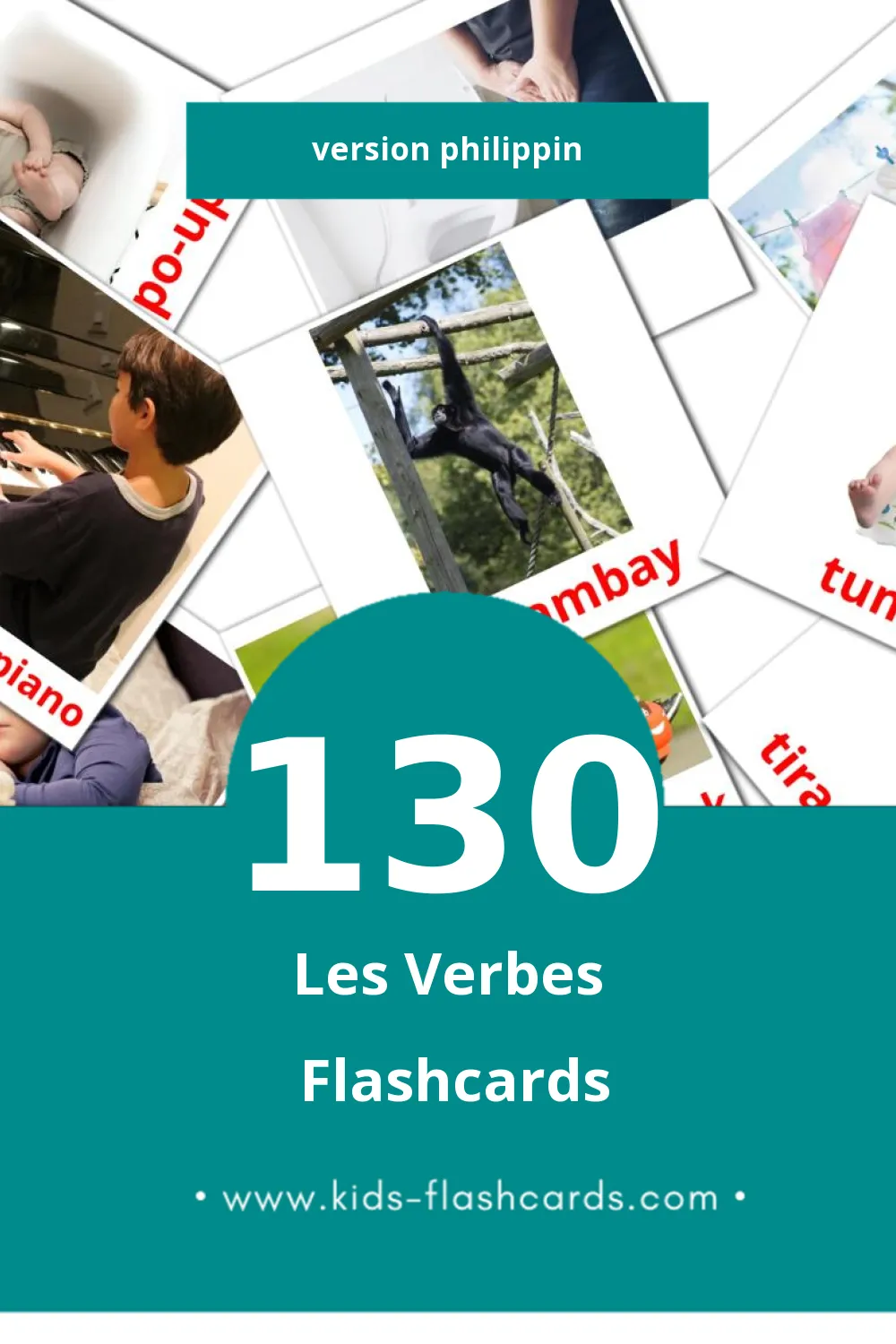 Flashcards Visual Salita pangkilos pour les tout-petits (130 cartes en Philippin)