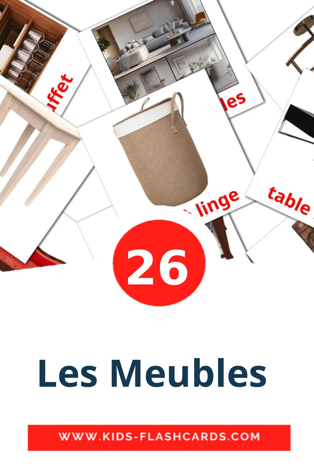 26 cartes illustrées de Les Meubles  pour la maternelle en français