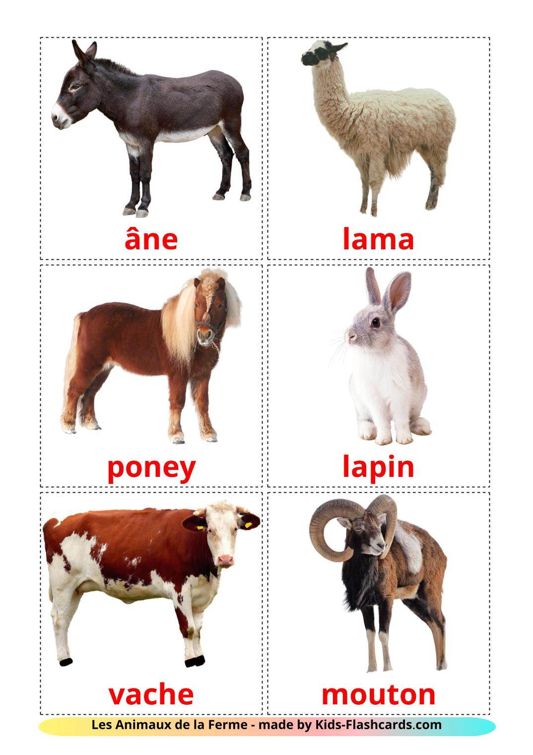 15 FREE Farm animals Flashcards in 4 PDF formats | French Pictures