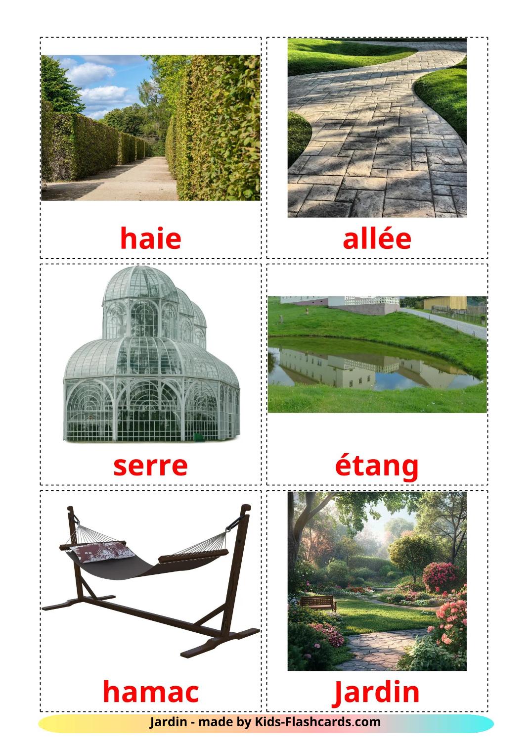 Jardin - 19 Flashcards français imprimables gratuitement