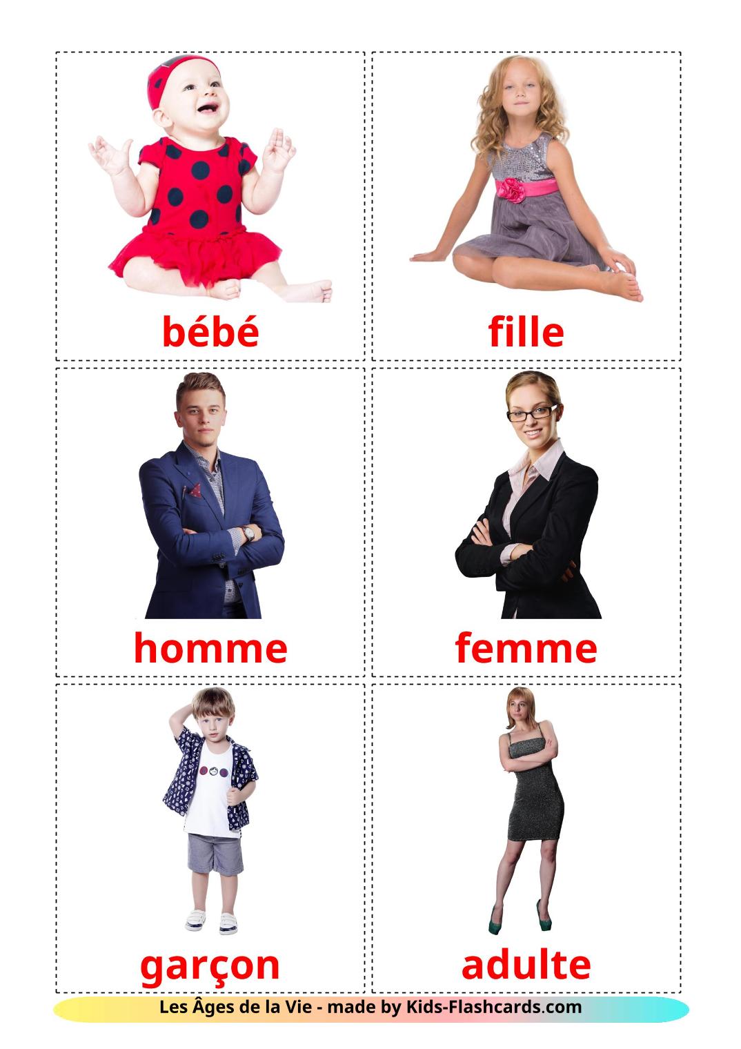 Stages - 12 Free Printable french Flashcards 
