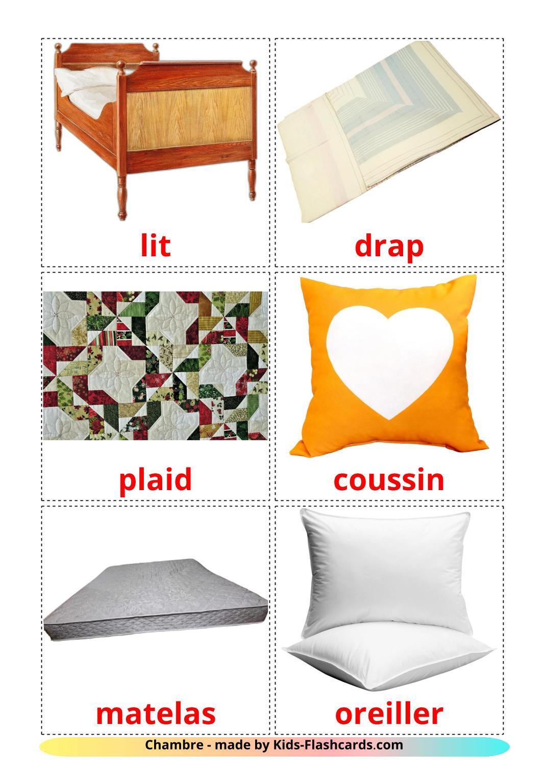 Bed - 15 Free Printable french Flashcards 