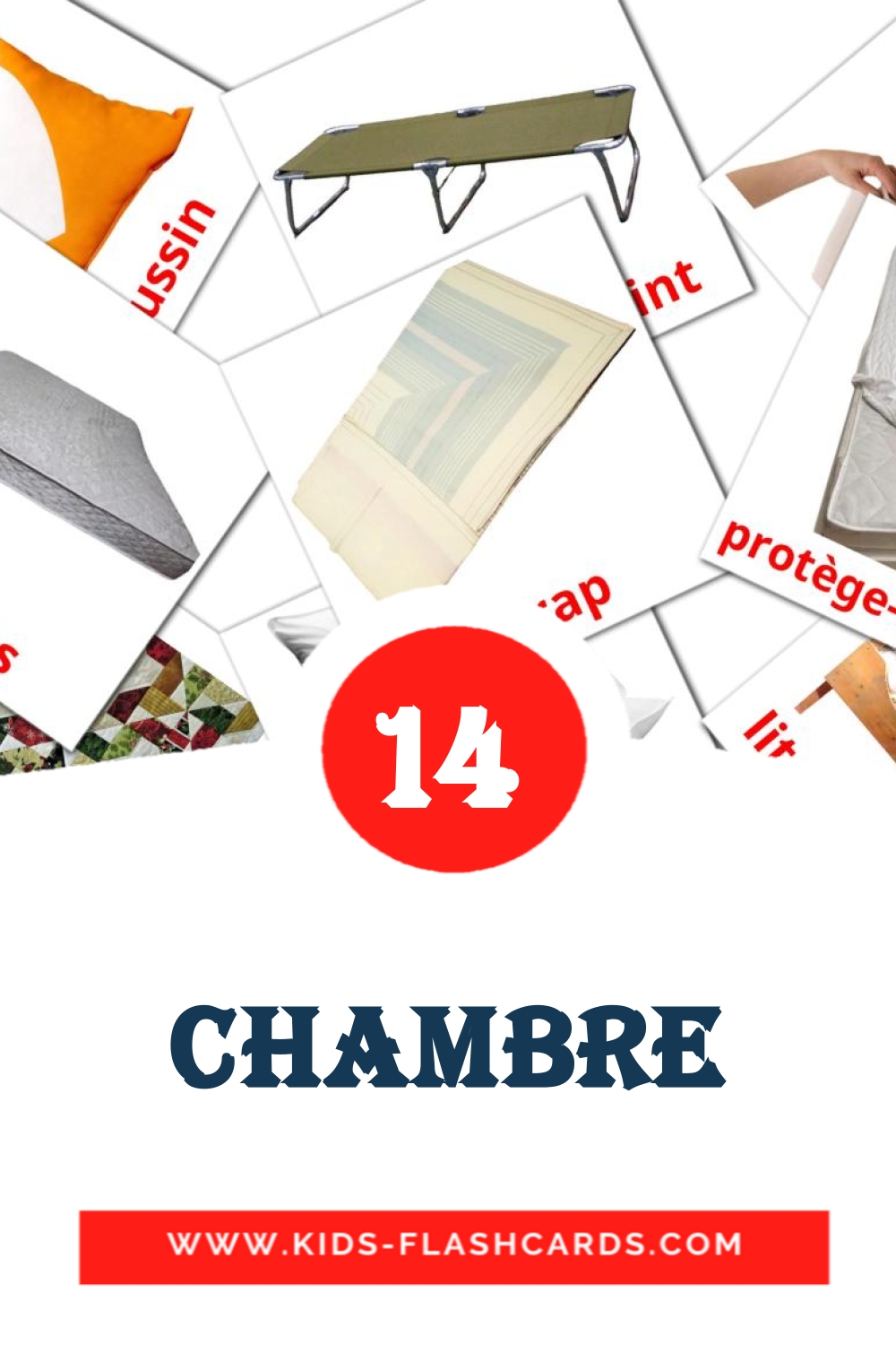 15 tarjetas didacticas de Chambre para el jardín de infancia en francés
