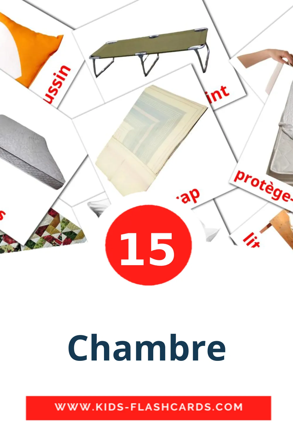 15 cartes illustrées de Chambre pour la maternelle en français