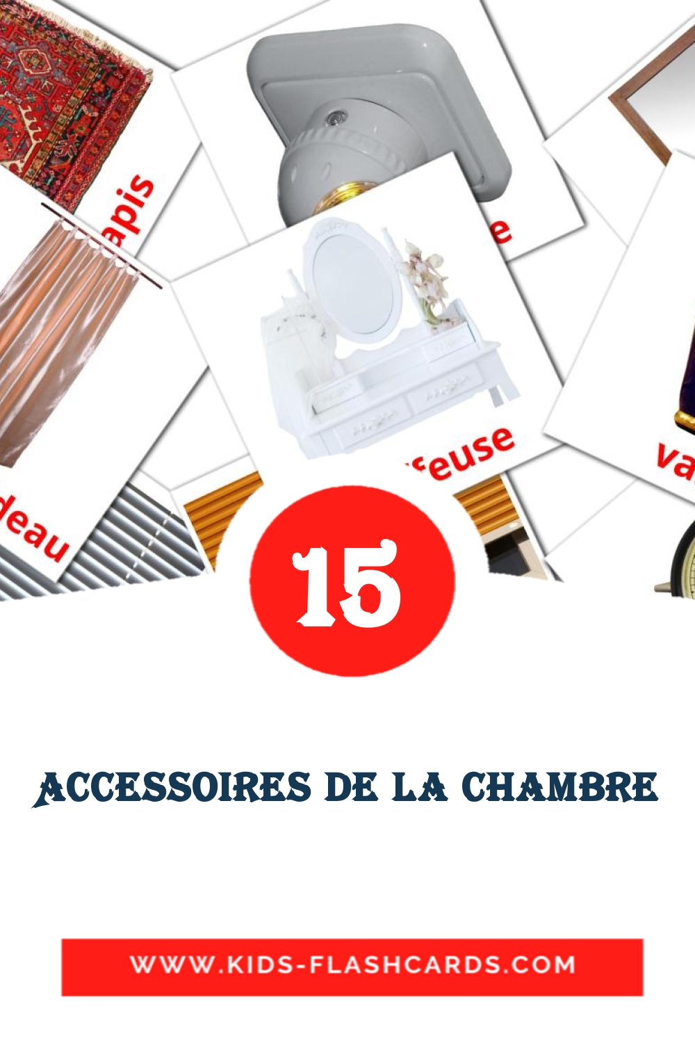 18 Accessoires de la Chambre Bildkarten für den Kindergarten auf Französisch