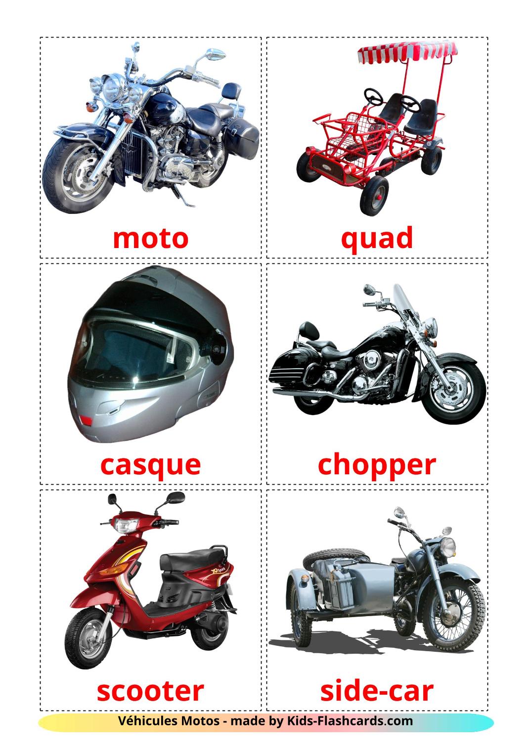 Motorräder - 14 kostenlose, druckbare Französisch Flashcards 