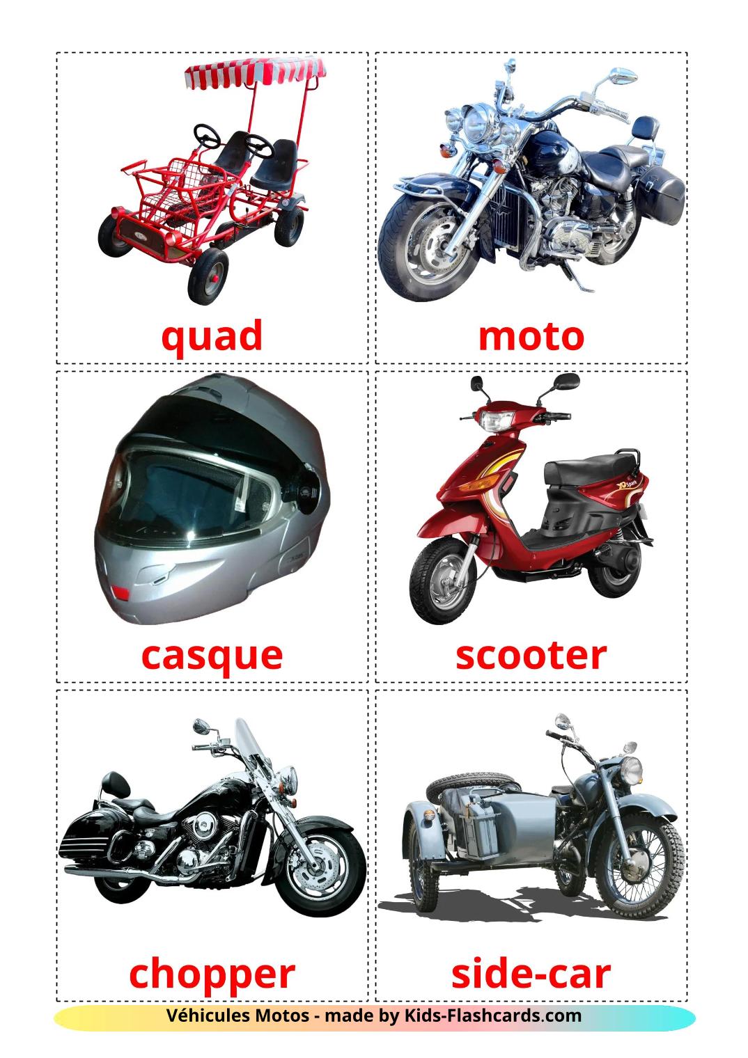 Motocicletas - 13 Flashcards francêses gratuitos para impressão