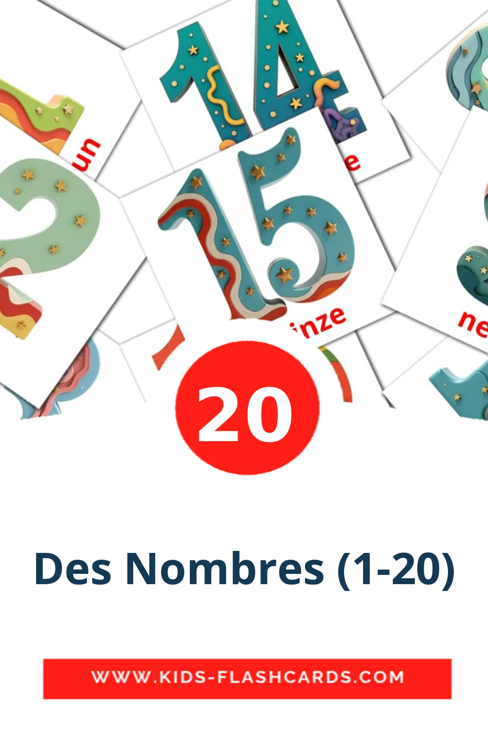 20 cartes illustrées de Des Nombres (1-20) pour la maternelle en français