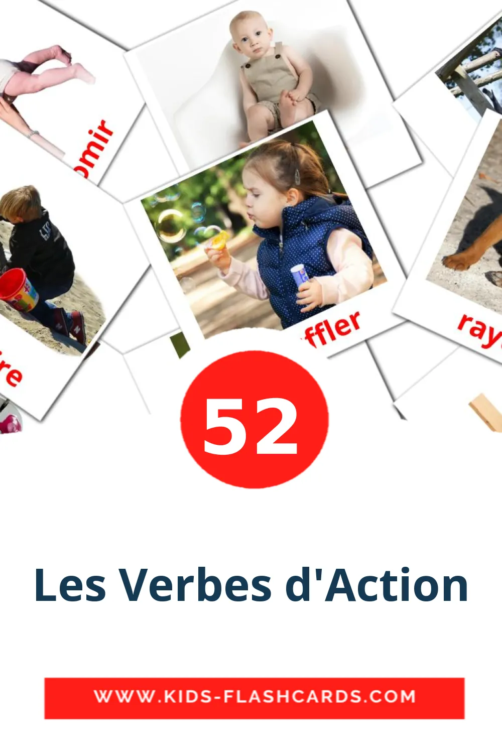 52 cartes illustrées de Les Verbes d'Action pour la maternelle en français