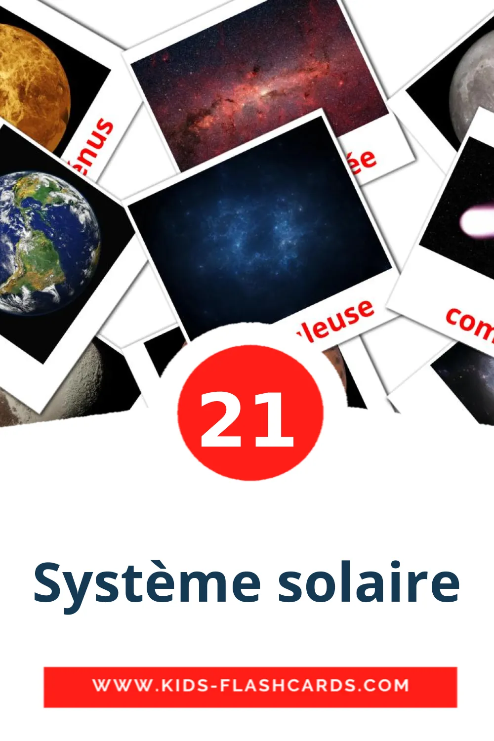 21 Système solaire Bildkarten für den Kindergarten auf французском