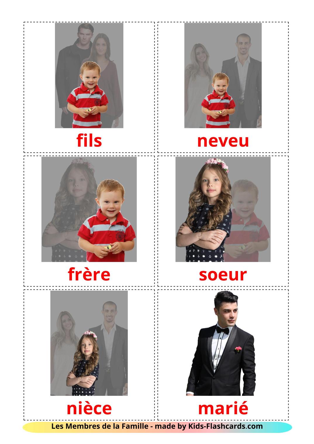 Family members - 32 Free Printable french Flashcards 