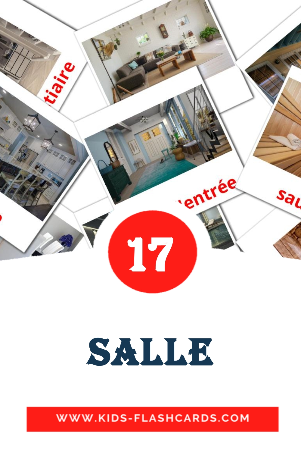 17 cartes illustrées de Salle pour la maternelle en français