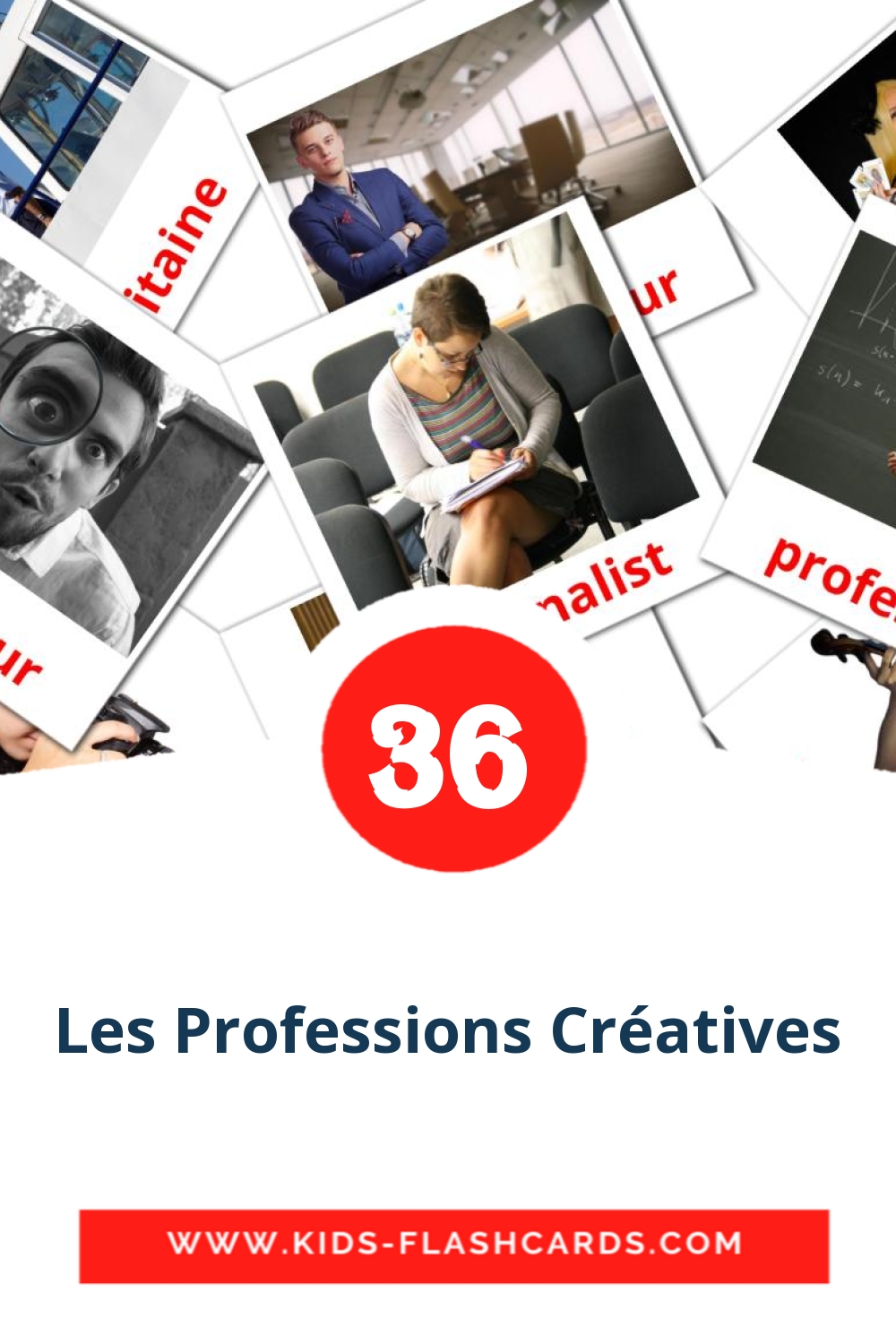 36 Les Professions Créatives Picture Cards for Kindergarden in french