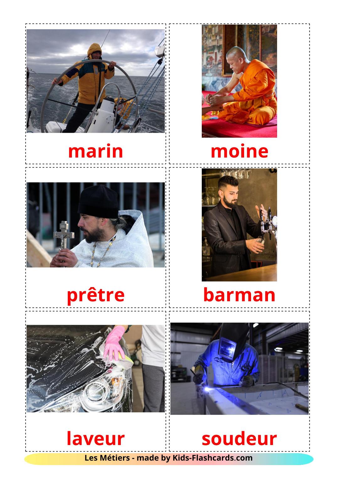 Jobs and Occupations - 51 Free Printable french Flashcards 