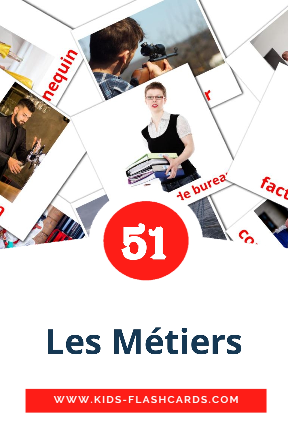 51 tarjetas didacticas de Les Métiers para el jardín de infancia en francés