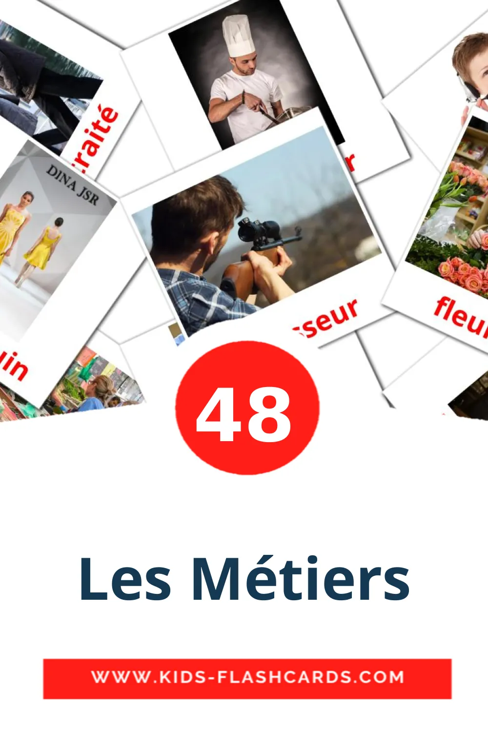 48 cartes illustrées de Les Métiers pour la maternelle en français