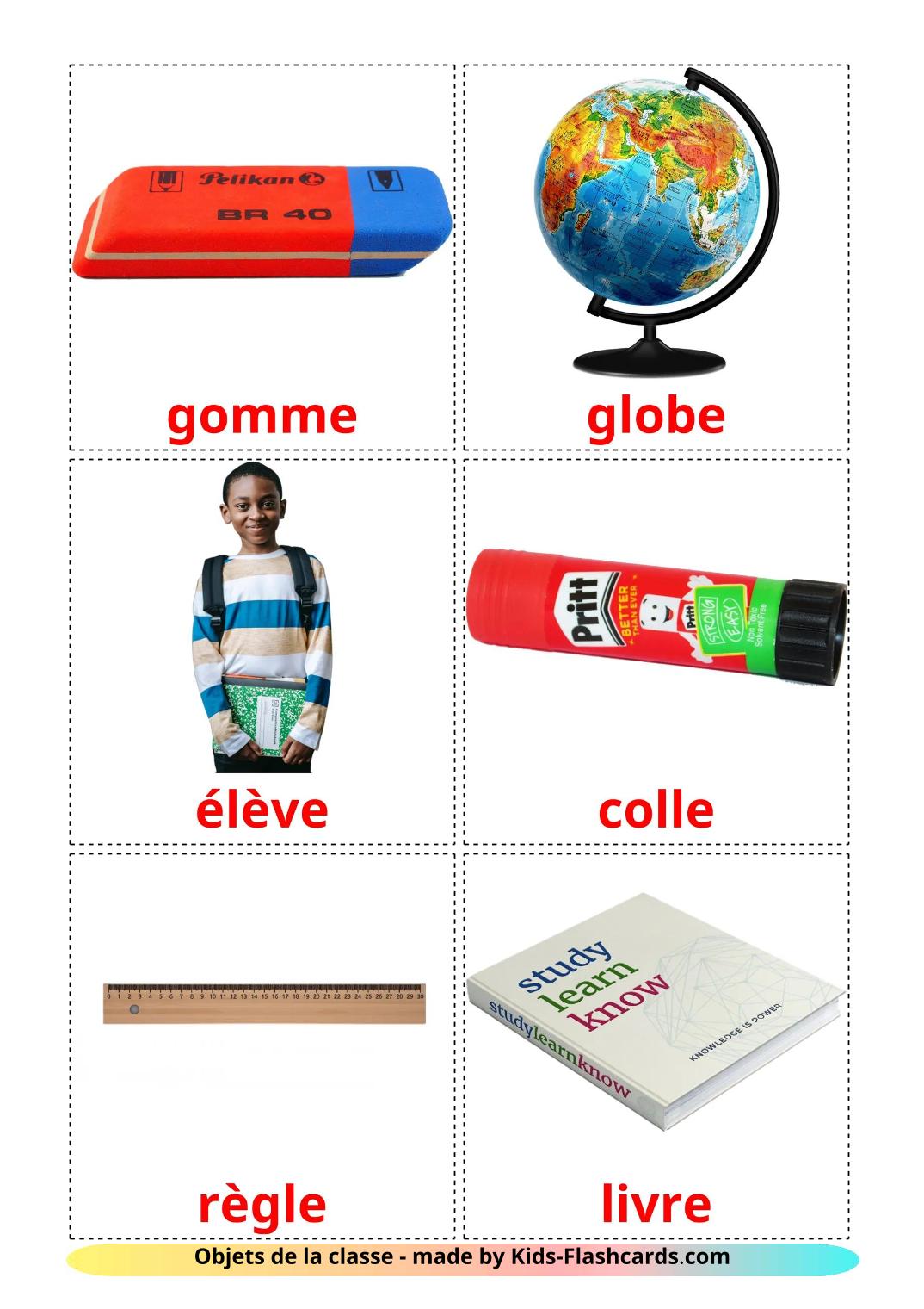 Classroom objects - 37 Free Printable french Flashcards 