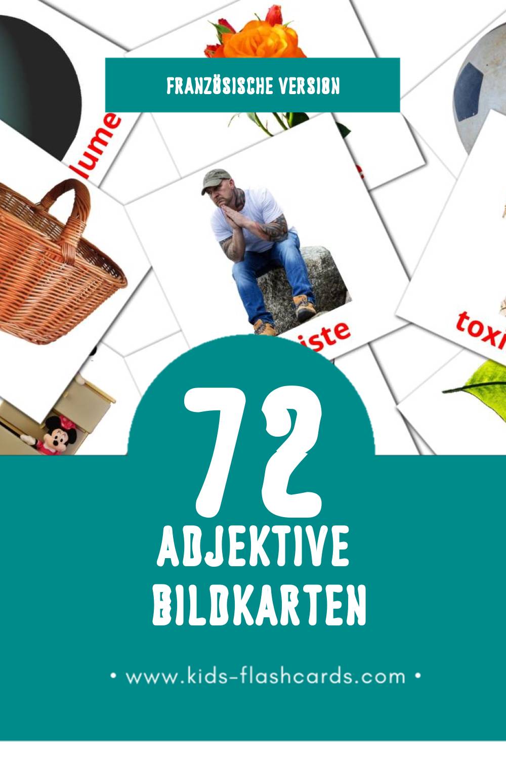 Visual Adjectifs Flashcards für Kleinkinder (74 Karten in Französisch)