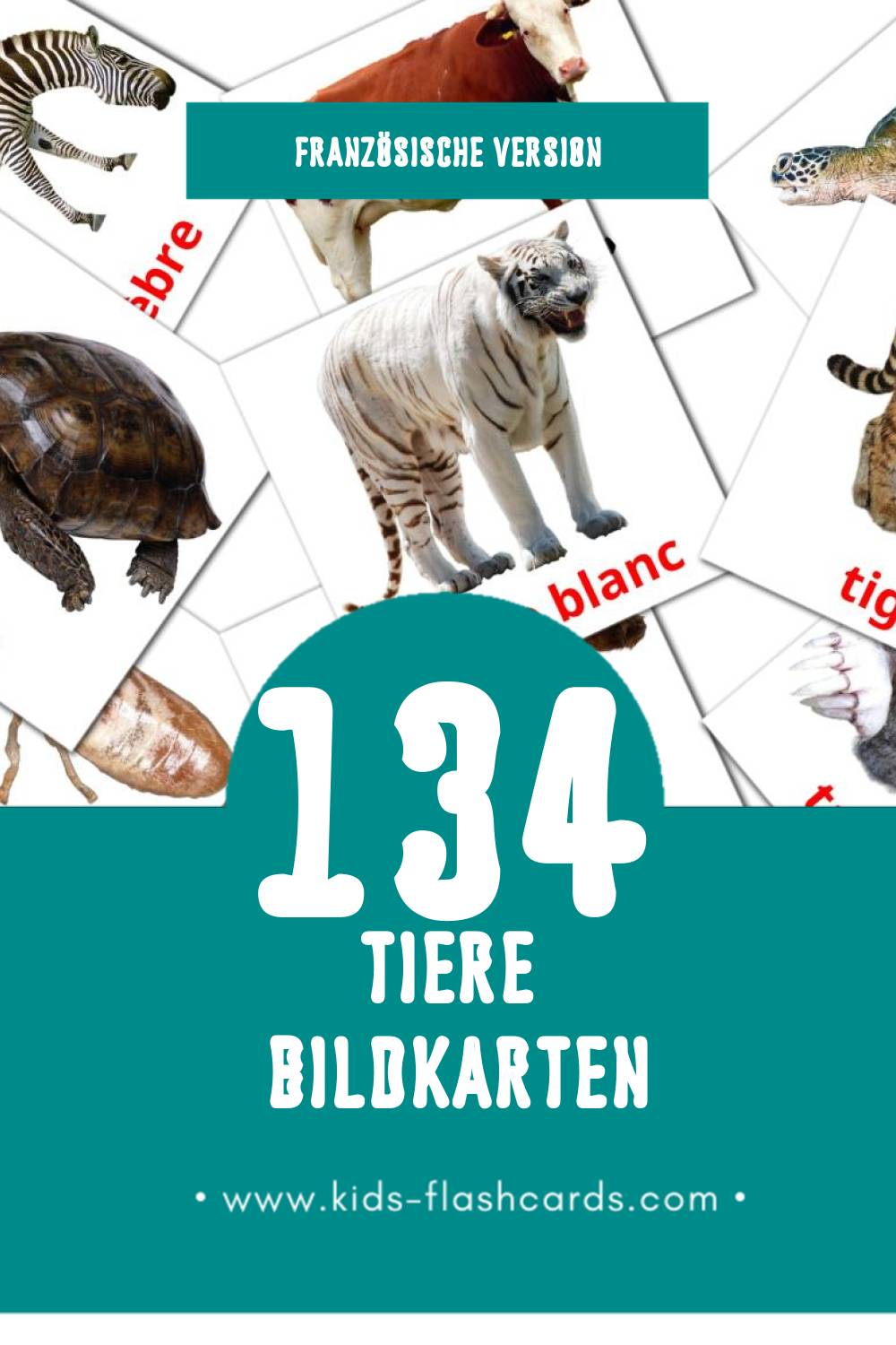 Visual Animaux Flashcards für Kleinkinder (134 Karten in Französisch)