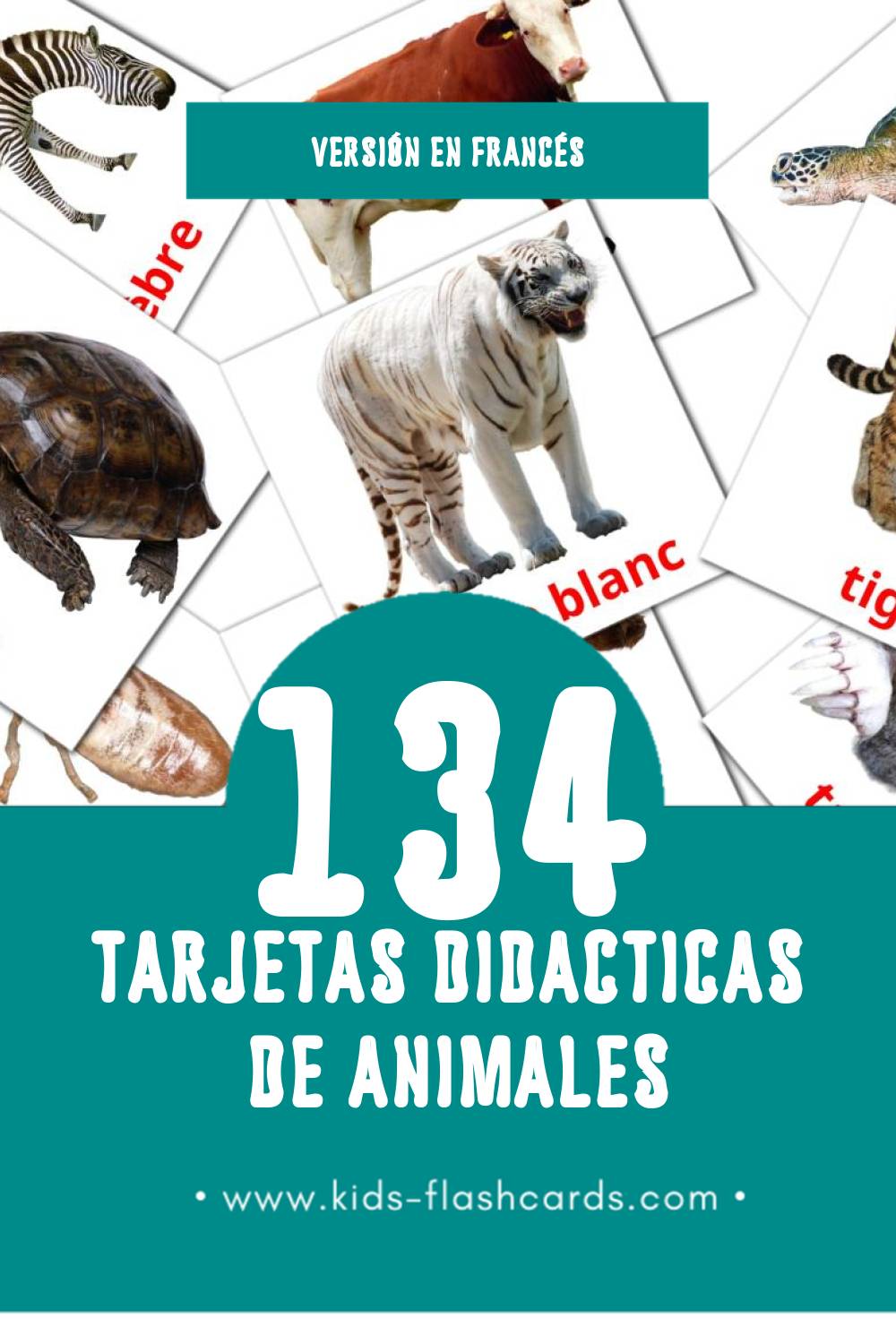 Tarjetas visuales de Animaux para niños pequeños (134 tarjetas en Francés)
