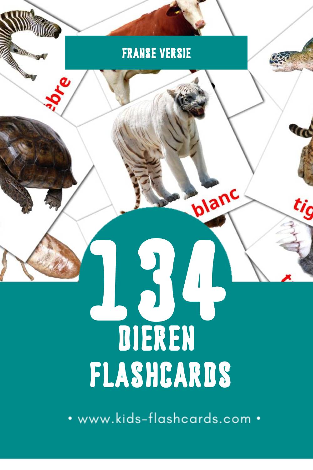 Visuele Animaux Flashcards voor Kleuters (134 kaarten in het Frans)